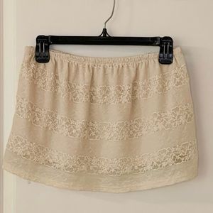Strapless lace crop top, cream, fits like size medium